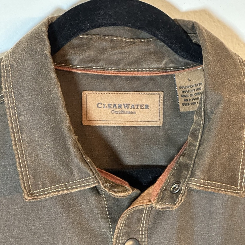 ClearWater Outfitters Faux Suede Ranch Jacket Men Large Snap Front Chore Shacket - Picture 6 of 13
